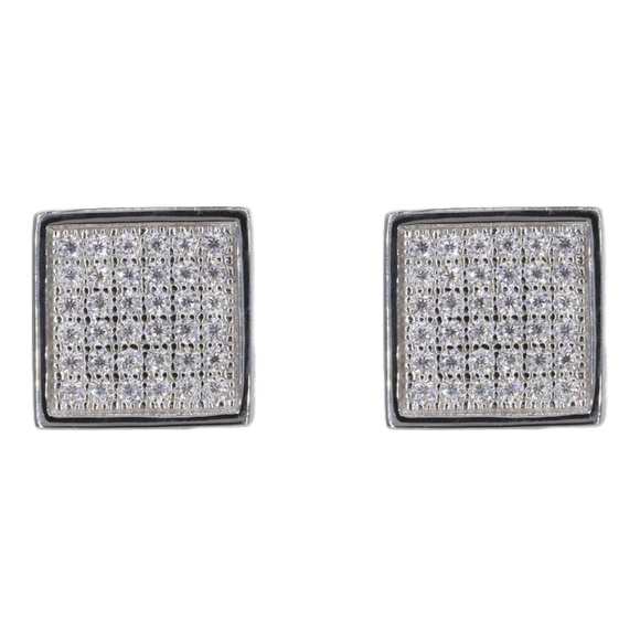 SQUARE ICED 925 SILVER VVS MOISSANITE DIAMOND EARRINGS - Picture 3 of 3